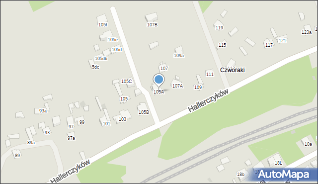 Dąbrowa Górnicza, Hallerczyków, 105A, mapa Dąbrowa Górnicza