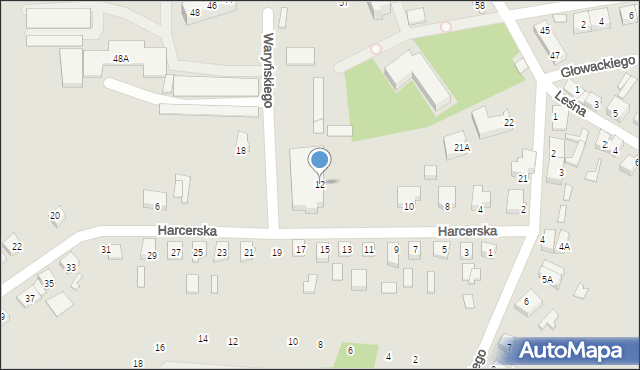 Dębno, Harcerska, 12, mapa Dębno