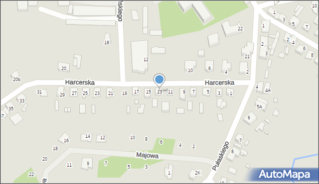 Dębno, Harcerska, 13, mapa Dębno