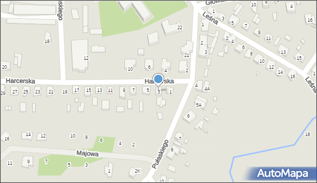 Dębno, Harcerska, 3, mapa Dębno