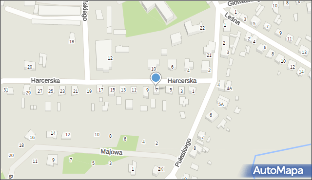 Dębno, Harcerska, 7, mapa Dębno
