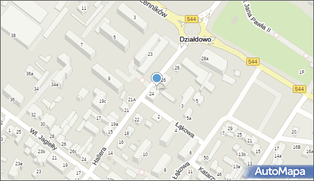 Działdowo, Hallera Józefa, gen., 24a, mapa Działdowo
