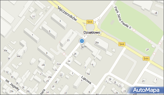 Działdowo, Hallera Józefa, gen., 28, mapa Działdowo