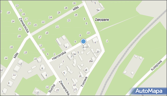 Głowno, Harcerska, 7, mapa Głowno