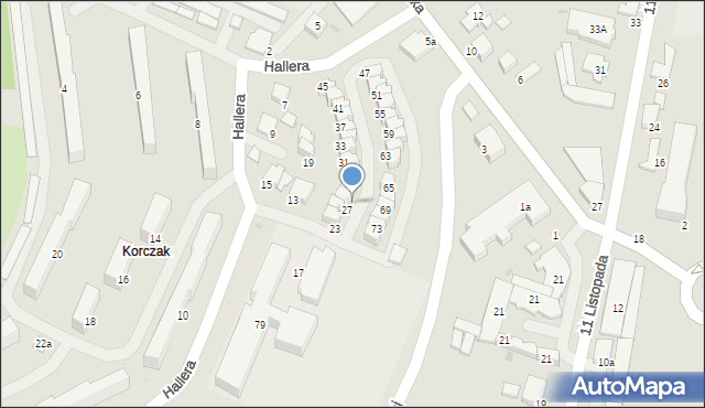 Gorlice, Hallera Józefa, gen., 29, mapa Gorlic