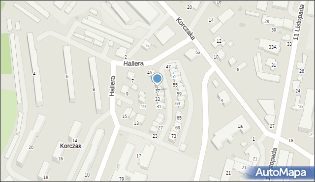 Gorlice, Hallera Józefa, gen., 37, mapa Gorlic