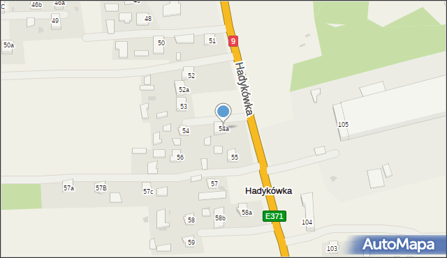 Hadykówka, Hadykówka, 54a, mapa Hadykówka