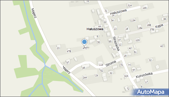 Hałuszowa, Hałuszowa, 47C, mapa Hałuszowa