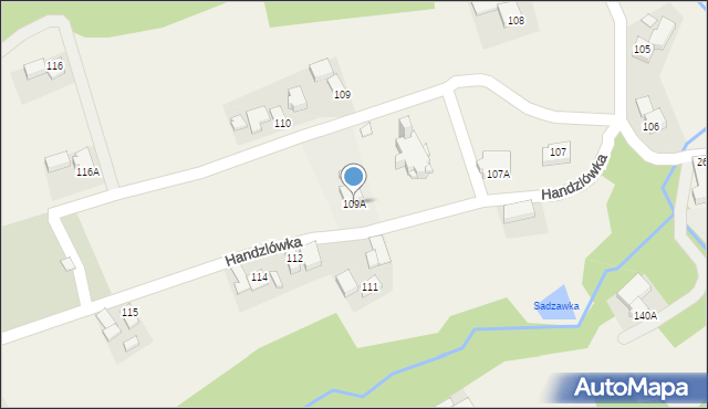 Handzlówka, Handzlówka, 109A, mapa Handzlówka