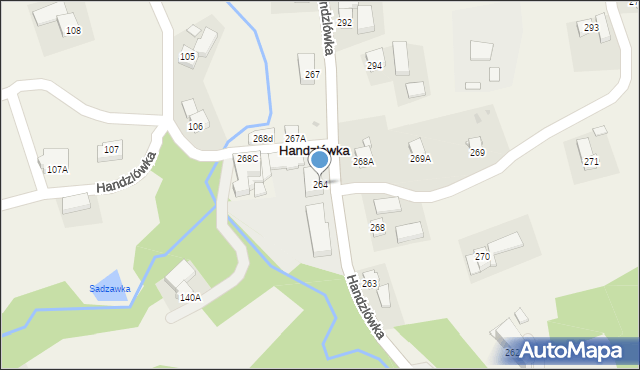 Handzlówka, Handzlówka, 264, mapa Handzlówka