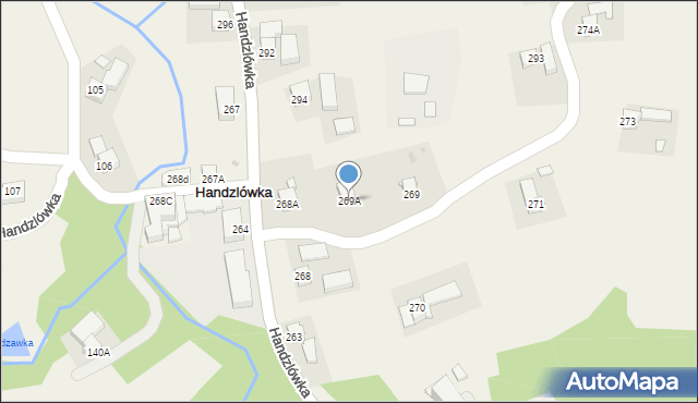 Handzlówka, Handzlówka, 269A, mapa Handzlówka