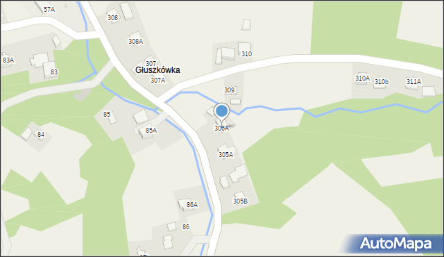 Handzlówka, Handzlówka, 306A, mapa Handzlówka