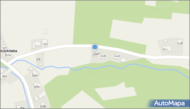 Handzlówka, Handzlówka, 310A, mapa Handzlówka