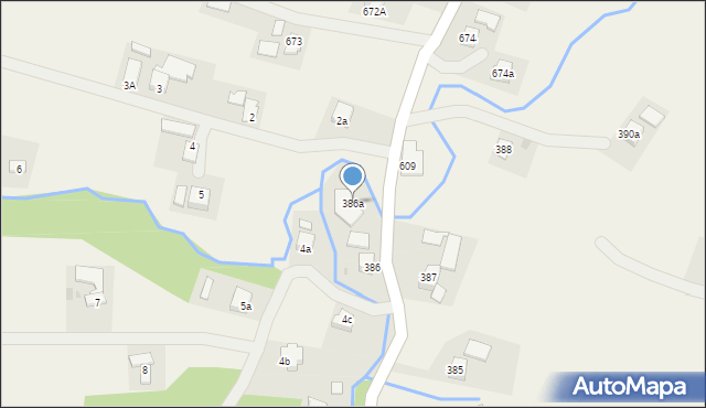 Handzlówka, Handzlówka, 386a, mapa Handzlówka