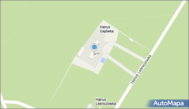 Hanus Leśniczówka, Hanus Leśniczówka, 2A, mapa Hanus Leśniczówka