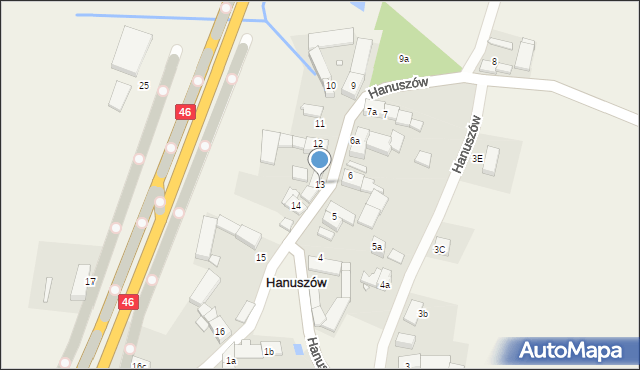 Hanuszów, Hanuszów, 13, mapa Hanuszów