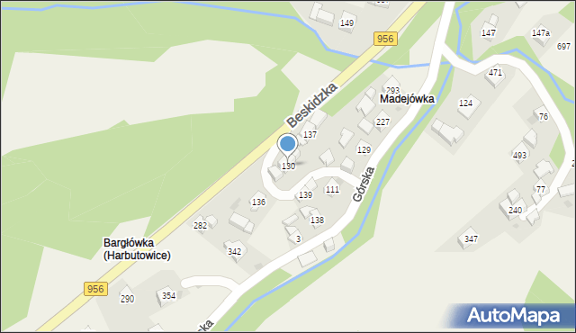 Harbutowice, Harbutowice, 130, mapa Harbutowice