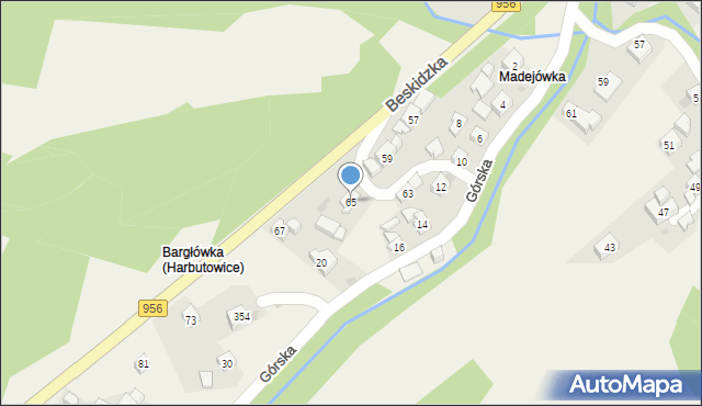 Harbutowice, Harbutowice, 136, mapa Harbutowice