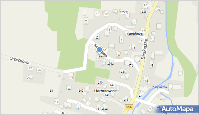 Harbutowice, Harbutowice, 165, mapa Harbutowice