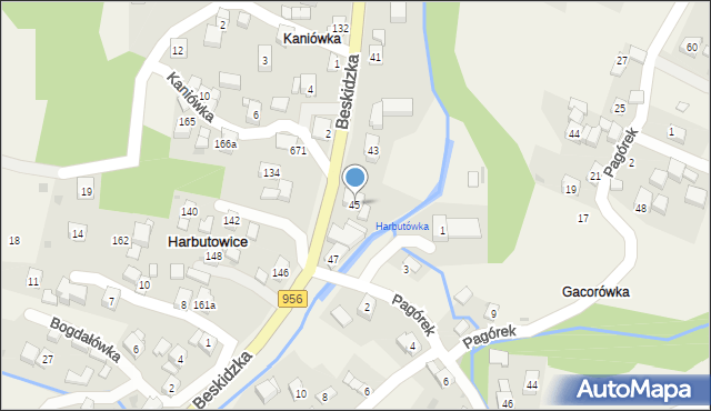 Harbutowice, Harbutowice, 281, mapa Harbutowice