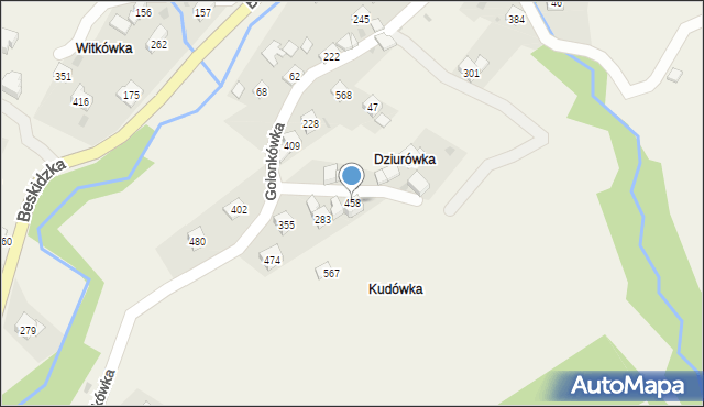 Harbutowice, Harbutowice, 458, mapa Harbutowice