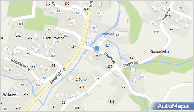 Harbutowice, Harbutowice, 55, mapa Harbutowice