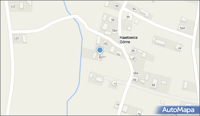 Hawłowice, Hawłowice, 70, mapa Hawłowice