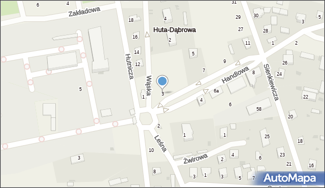 Huta-Dąbrowa, Handlowa, 3, mapa Huta-Dąbrowa
