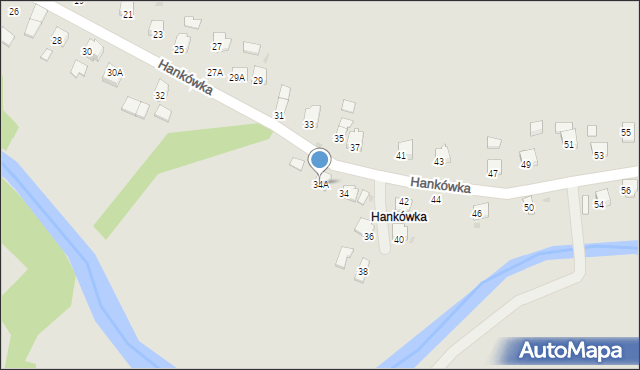 Jasło, Hankówka, 34A, mapa Jasła