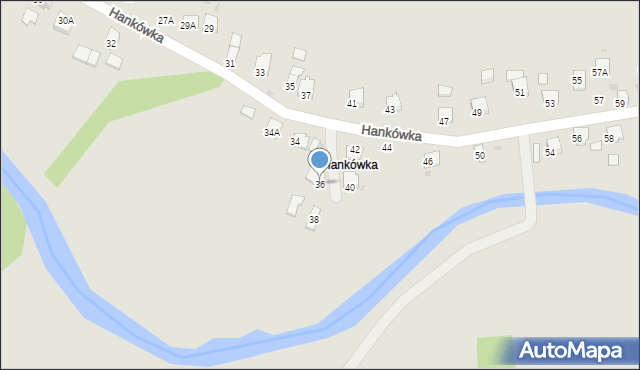 Jasło, Hankówka, 36, mapa Jasła