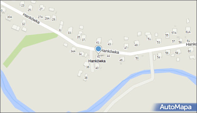 Jasło, Hankówka, 42, mapa Jasła