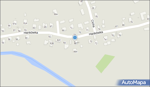 Jasło, Hankówka, 66, mapa Jasła