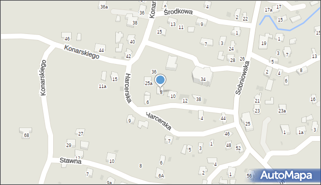 Jasło, Harcerska, 8, mapa Jasła