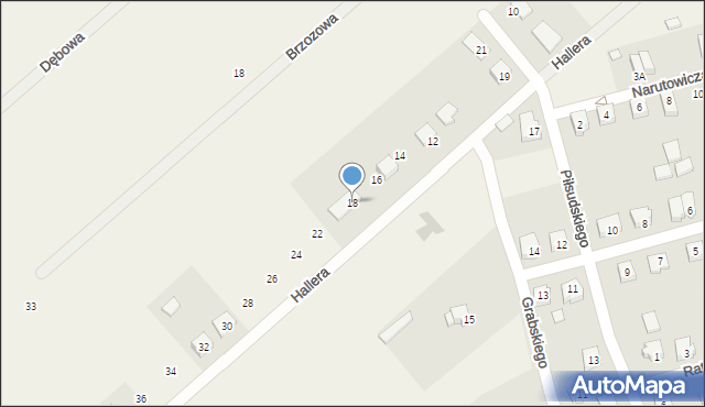 Jednorożec, Hallera Józefa, gen., 18, mapa Jednorożec