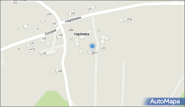 Jordanów, Hajdówka, 135, mapa Jordanów