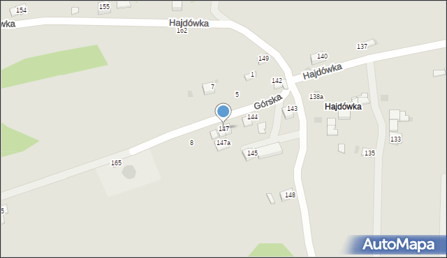 Jordanów, Hajdówka, 147, mapa Jordanów