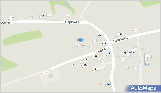 Jordanów, Hajdówka, 160, mapa Jordanów