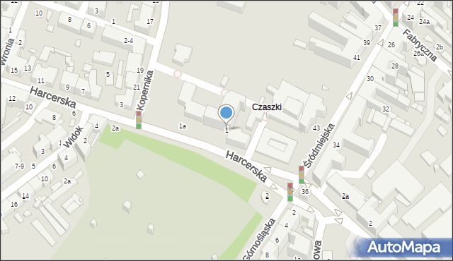 Kalisz, Harcerska, 1, mapa Kalisza