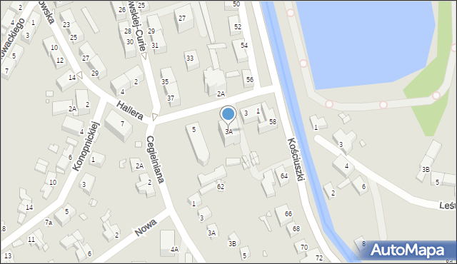 Kamienna Góra, Hallera Józefa, gen., 3A, mapa Kamienna Góra