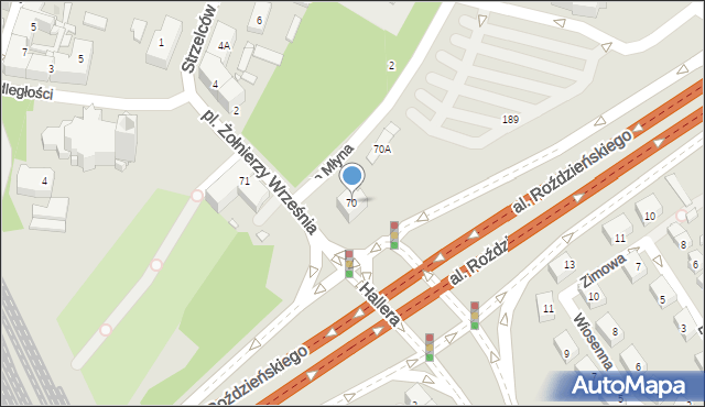 Katowice, Hallera Józefa, gen., 70, mapa Katowic