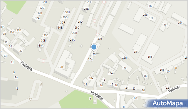 Katowice, Hallera Józefa, gen., 20, mapa Katowic