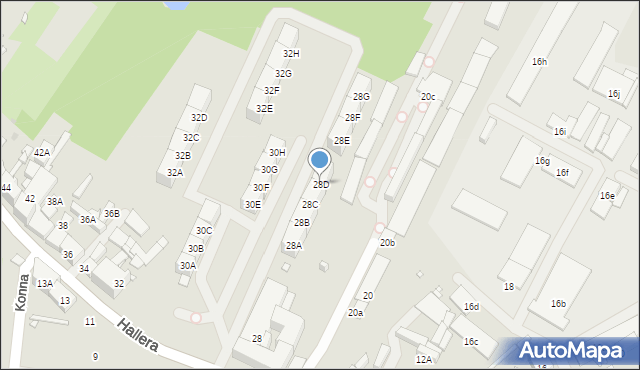 Katowice, Hallera Józefa, gen., 28D, mapa Katowic