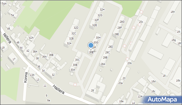 Katowice, Hallera Józefa, gen., 30E, mapa Katowic