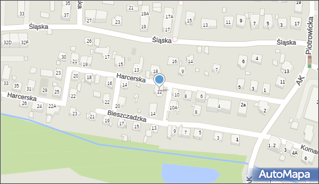 Katowice, Harcerska, 12, mapa Katowic