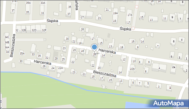 Katowice, Harcerska, 16, mapa Katowic