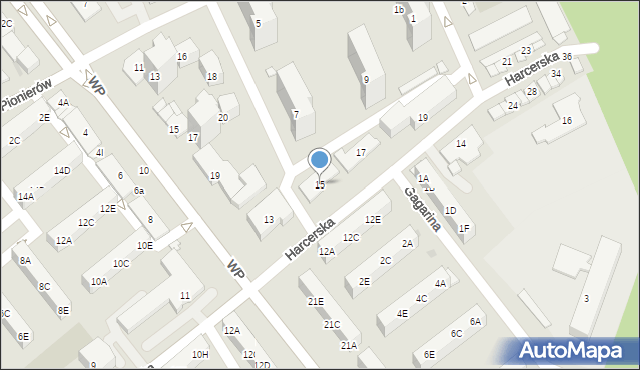 Kędzierzyn-Koźle, Harcerska, 15, mapa Kędzierzyna-Koźle