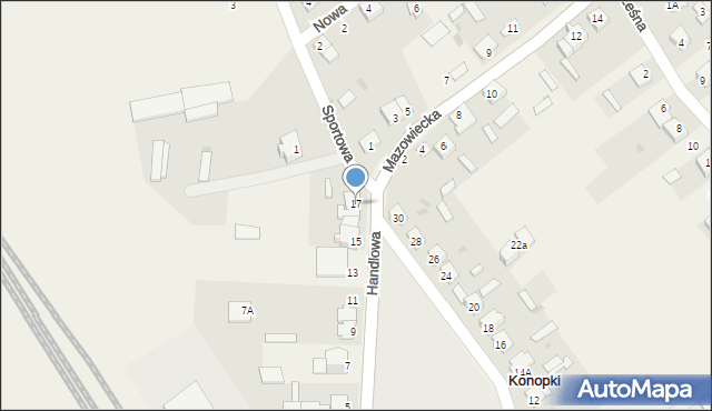 Konopki, Handlowa, 17, mapa Konopki