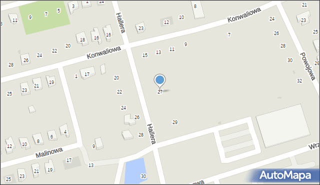 Kościerzyna, Hallera Józefa, gen., 27, mapa Kościerzyna