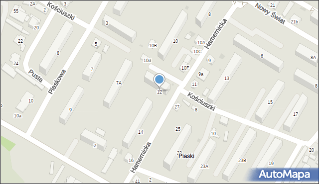 Kozienice, Hamernicka, 12, mapa Kozienice