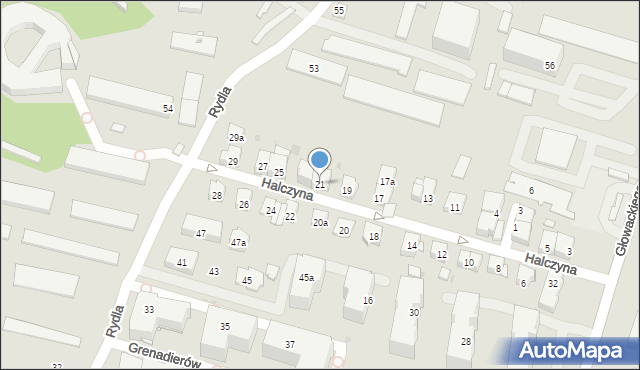 Kraków, Halczyna Wojciecha, 21, mapa Krakowa